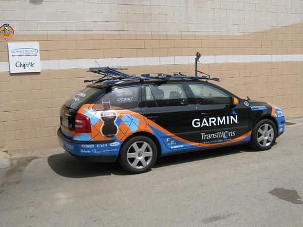 Were it not for the Garmin team car parked outside, it would have been difficult to find the service course on the fringes of Girona.
