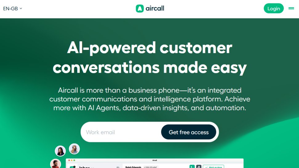 Aircall website screenshot (January 2026).
