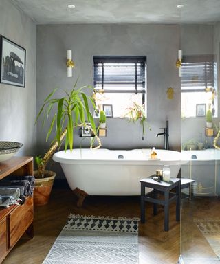 Ellie Rowley-Conwy's spacious bathroom is a mix of contemporary finishes and exotic touches