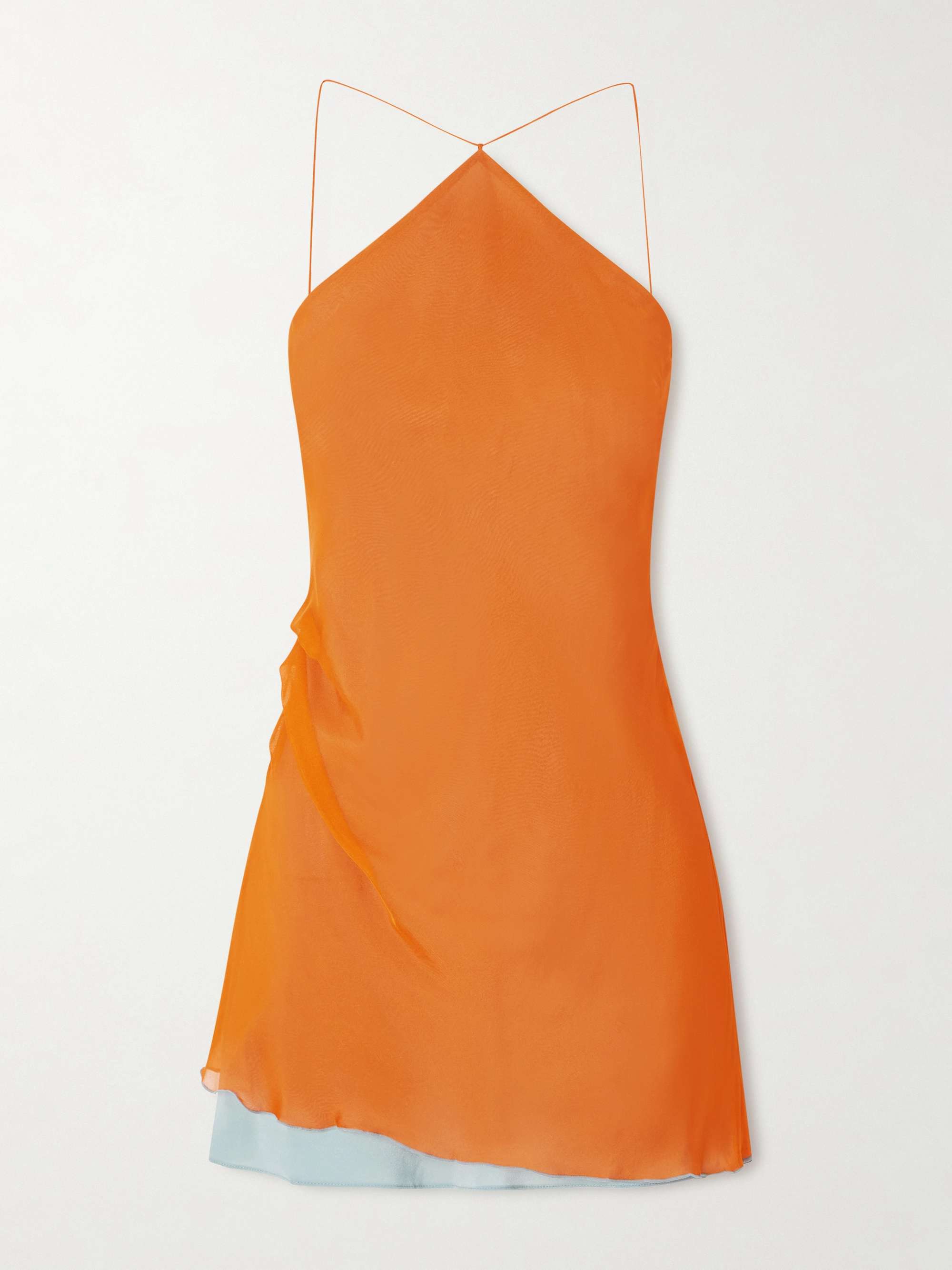 Dabica Layered Halterneck Silk-Chiffon Mini Dress