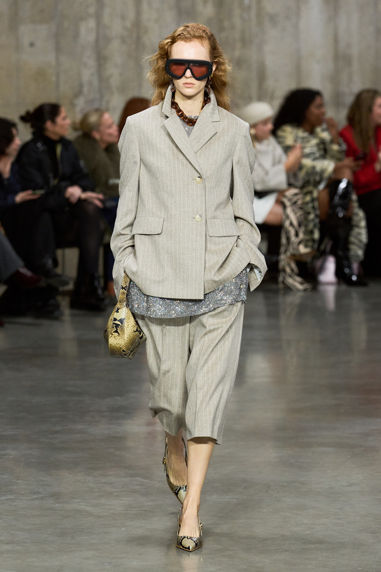 A model wearing shorts on the Joseph Fall 2026 runway