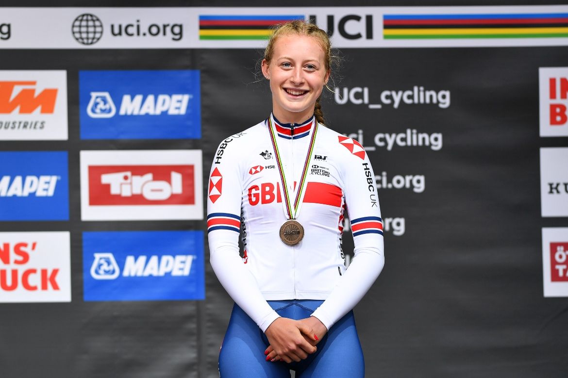 Elynor Backstedt (Great Britain) took bronze in the junior women's time trial at the Innsbruck Worlds.