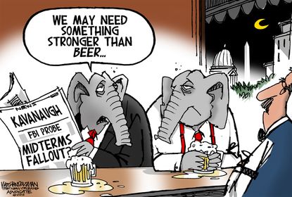 Political cartoon U.S. Brett Kavanaugh GOP FBI investigation beer midterm elections