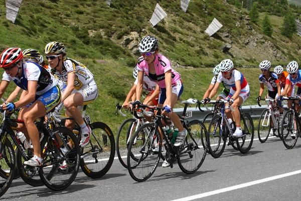 Mara Abbott (United States) rides in the bunch.