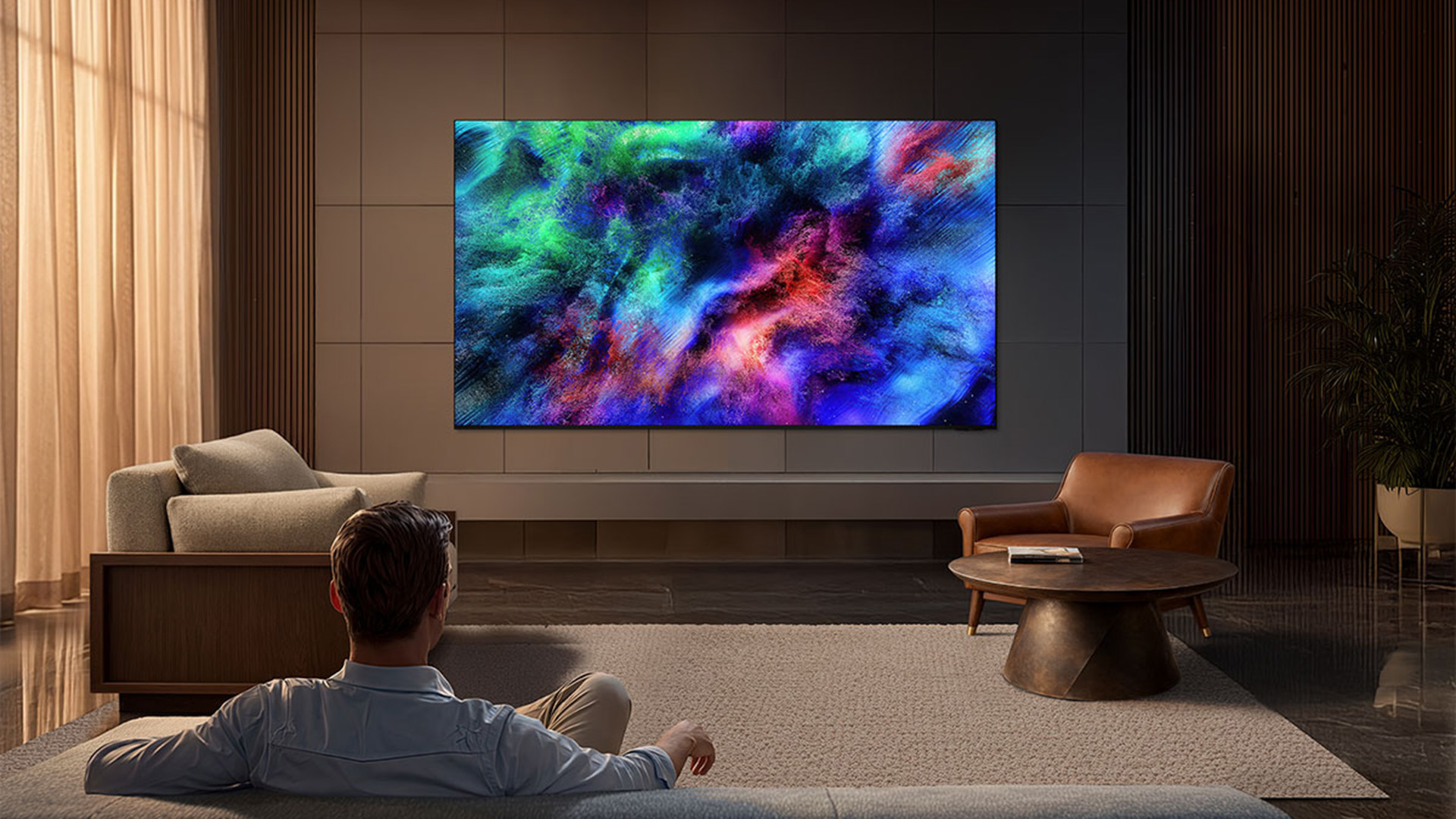 A man watching a Samsung TV