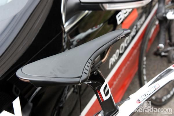 Bissell Cycling captain Christopher Baldwin is using a fi'zi:k Kurve saddle.