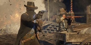 Cowboys open fire in Red Dead Redemption 2.