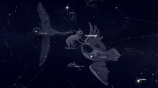 The Coat Hanger asterism is located in the constellation of Vulpecula, the little fox, near the constellation of Aquila, the eagle.