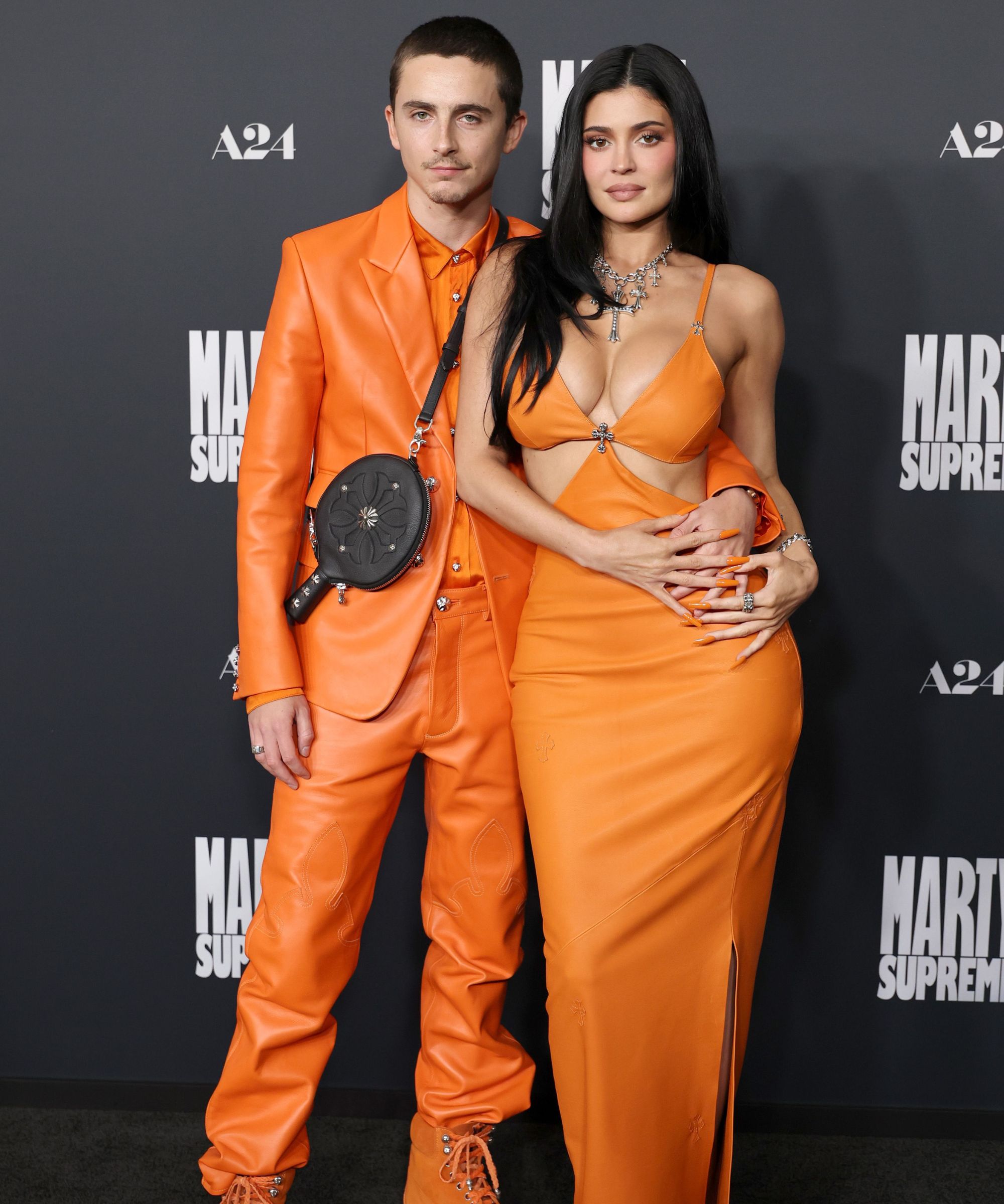 timothee chalamet and kylie jenner on a black background
