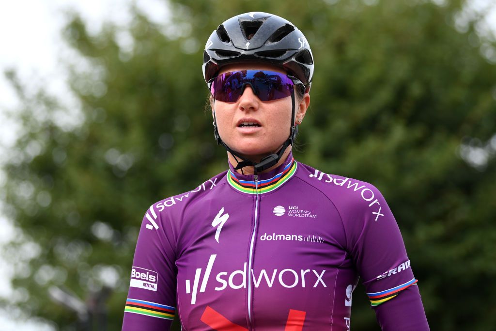 SOUTHEND ENGLAND OCTOBER 07 Chantal Van Den Broek Blaak of Netherlands and Team SD Worx prior to the 7th The Womens Tour 2021 Stage 4 a 1178km stage from Shoeburyness to SouthendonSea thewomenstour UCIWWT on October 07 2021 in Southend England Photo by Justin SetterfieldGetty Images