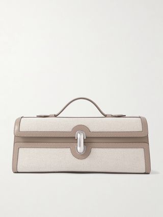 Slim Symmetry Canvas-Trimmed Leather Clutch