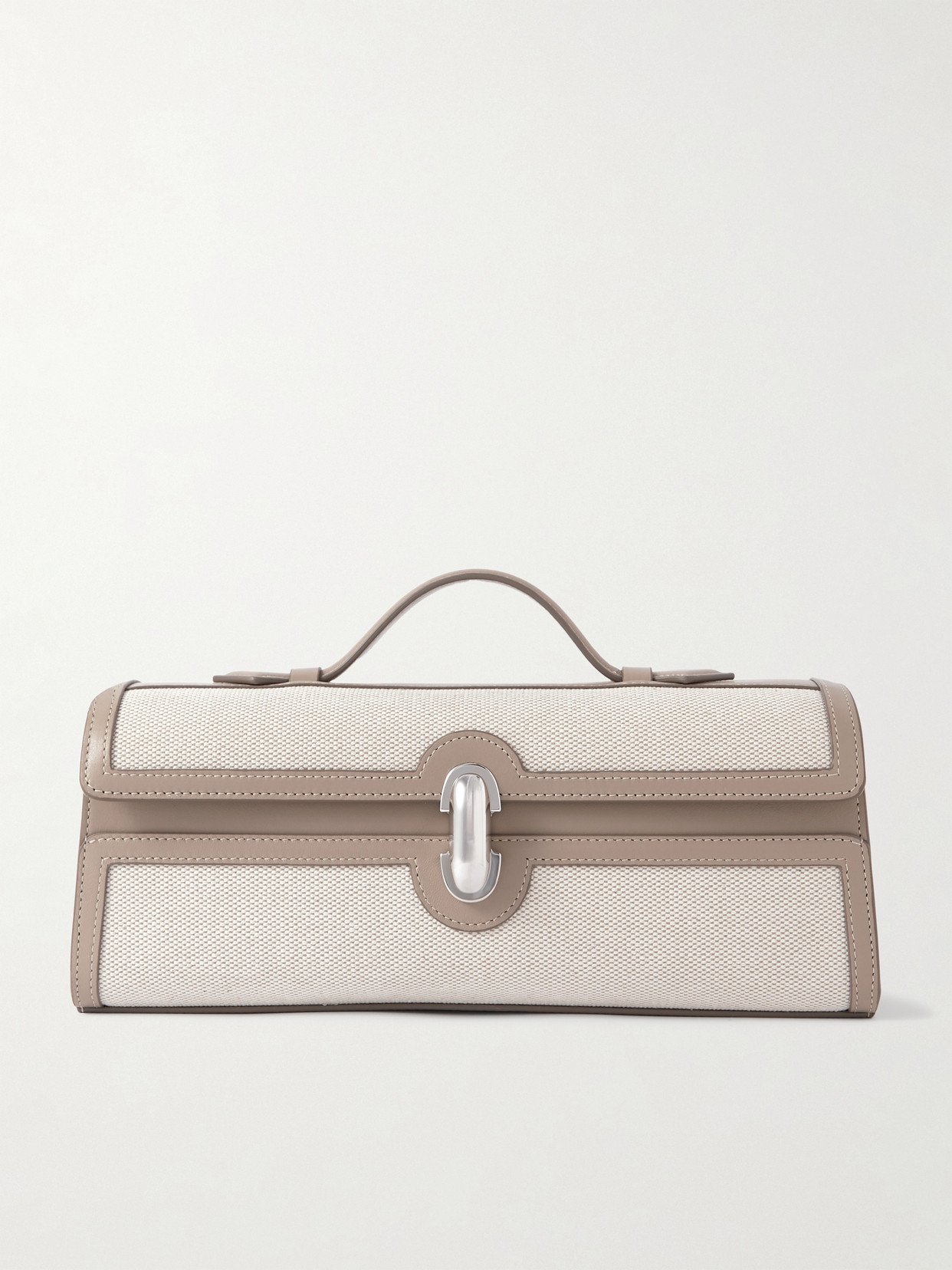 Slim Symmetry Canvas-Trimmed Leather Clutch