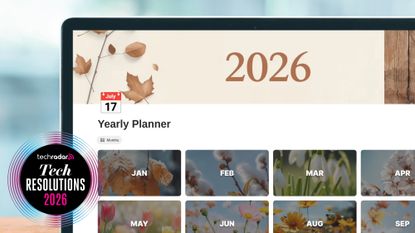A laptop screen showing a 2026 planner on Notion