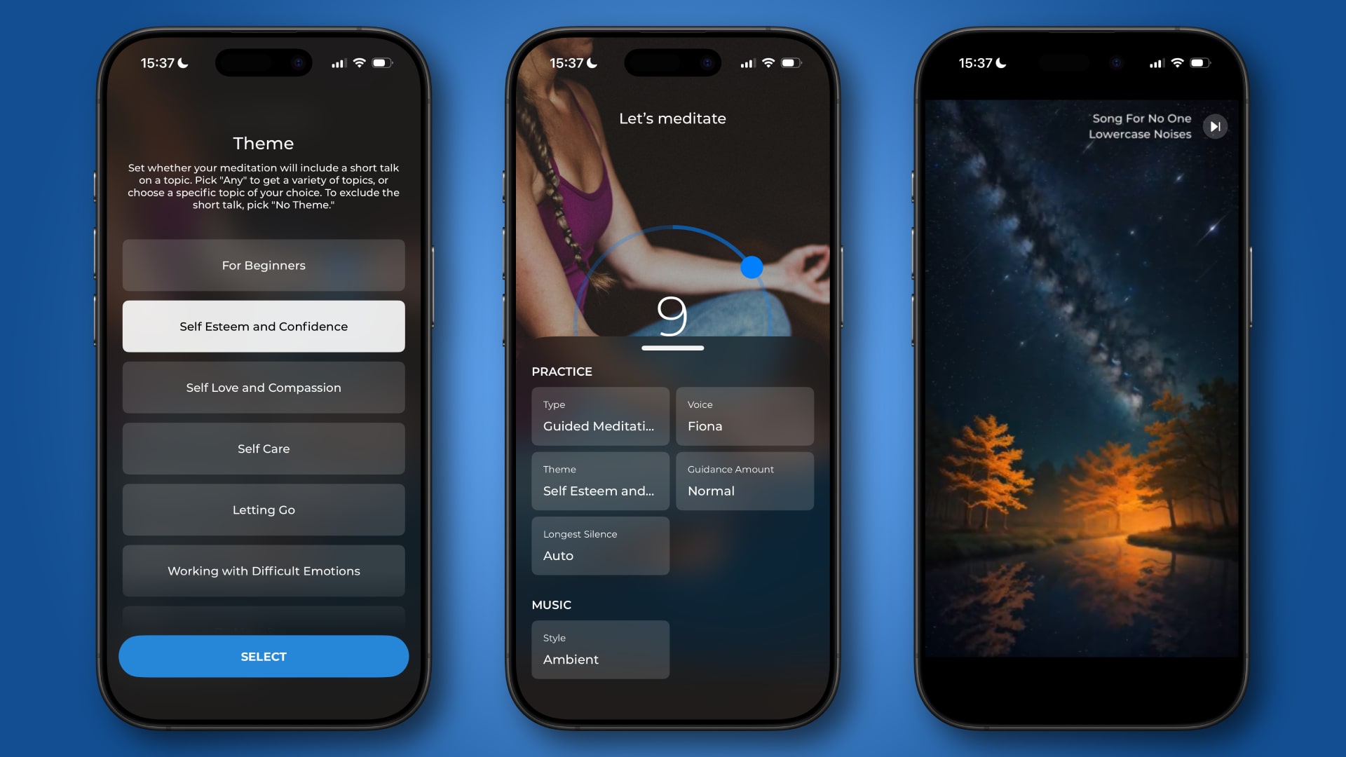 The Meditation Down Dog app on an iPhone.
