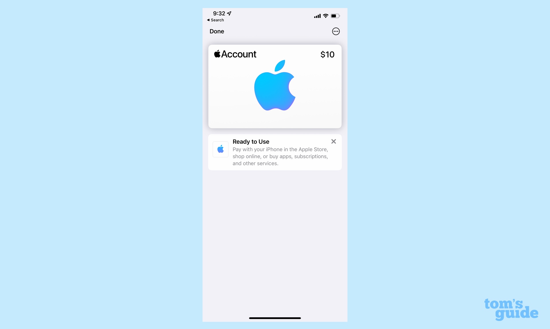 Apple account card added to wallet