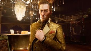 A screenshot of the game Ontos shows a man in a yellow suit