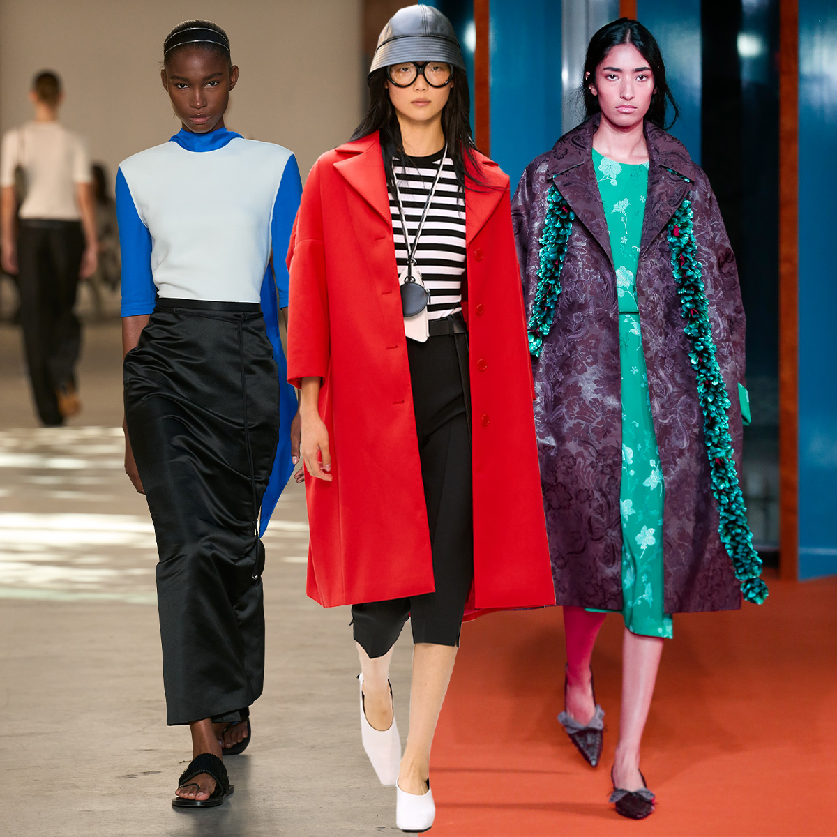 collage of NYFW S/S 27 runway images