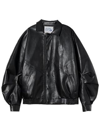 Aelfric Eden Womens Faux Leather Jacket Y2k Motorcycle Bomber Jackets Oversized Moto Jacket Streetwear