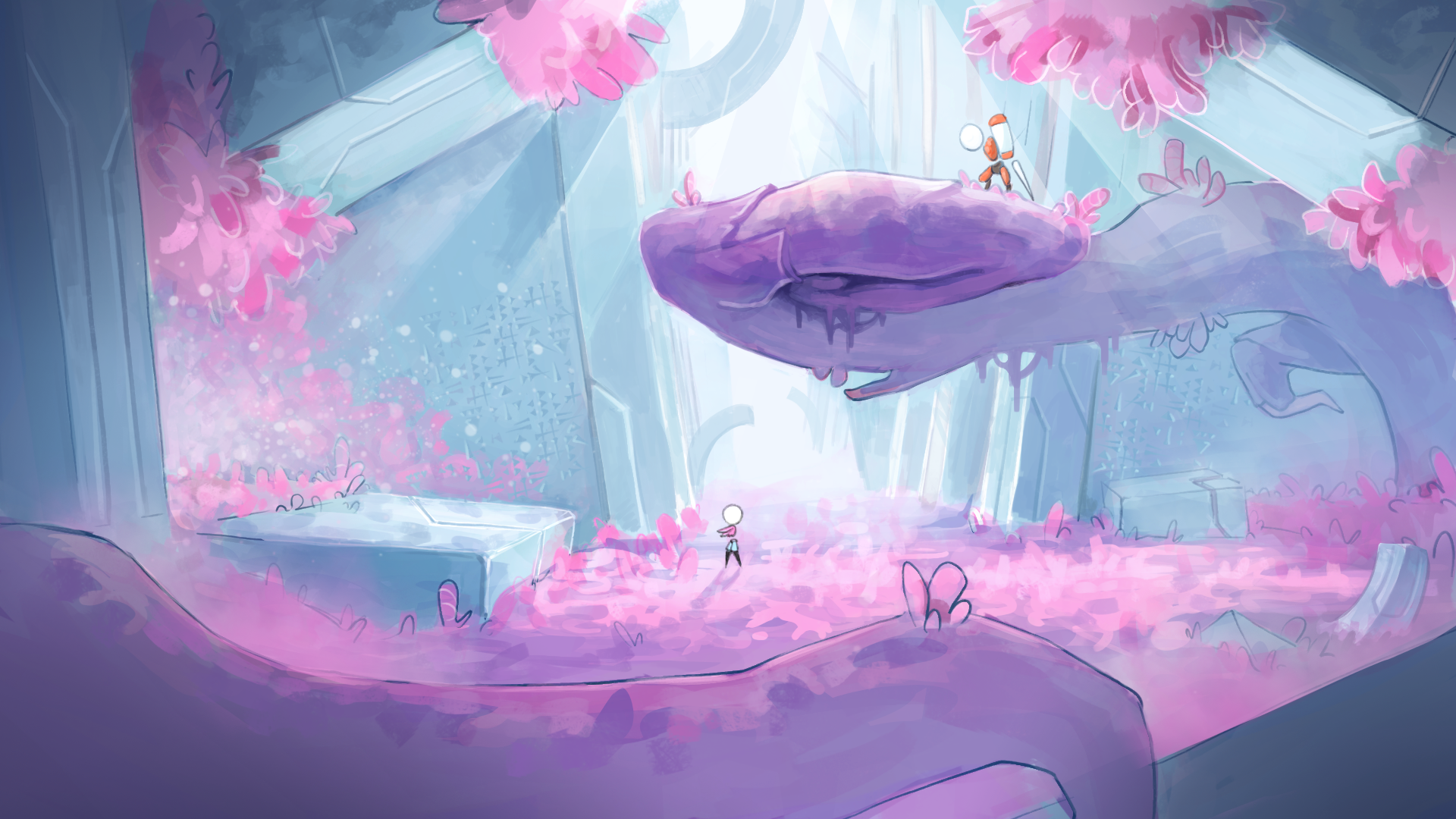 Painted concept art for indie game MIO: Memories in Orbit