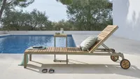 Best Sun Loungers 2021 - wooden sun lounger with wheels - Maisons Du Monde 