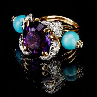 Amethyst, turquoise and diamond ring by Jean Schlumberger