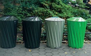 Landor's recycling bins for Central Park in New York – manufactured out of a single folded sheet of aluminium and 100 per cent recyclable – are the very essence of eco-innovation at its best
