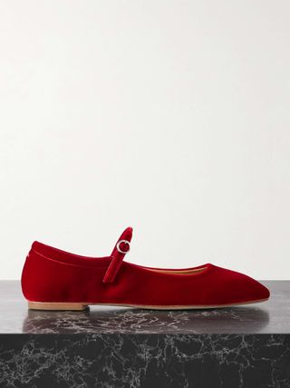 Uma Velvet Mary Jane Ballet Flats