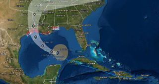 A United States Geological Survey map shows Laura's storm track.