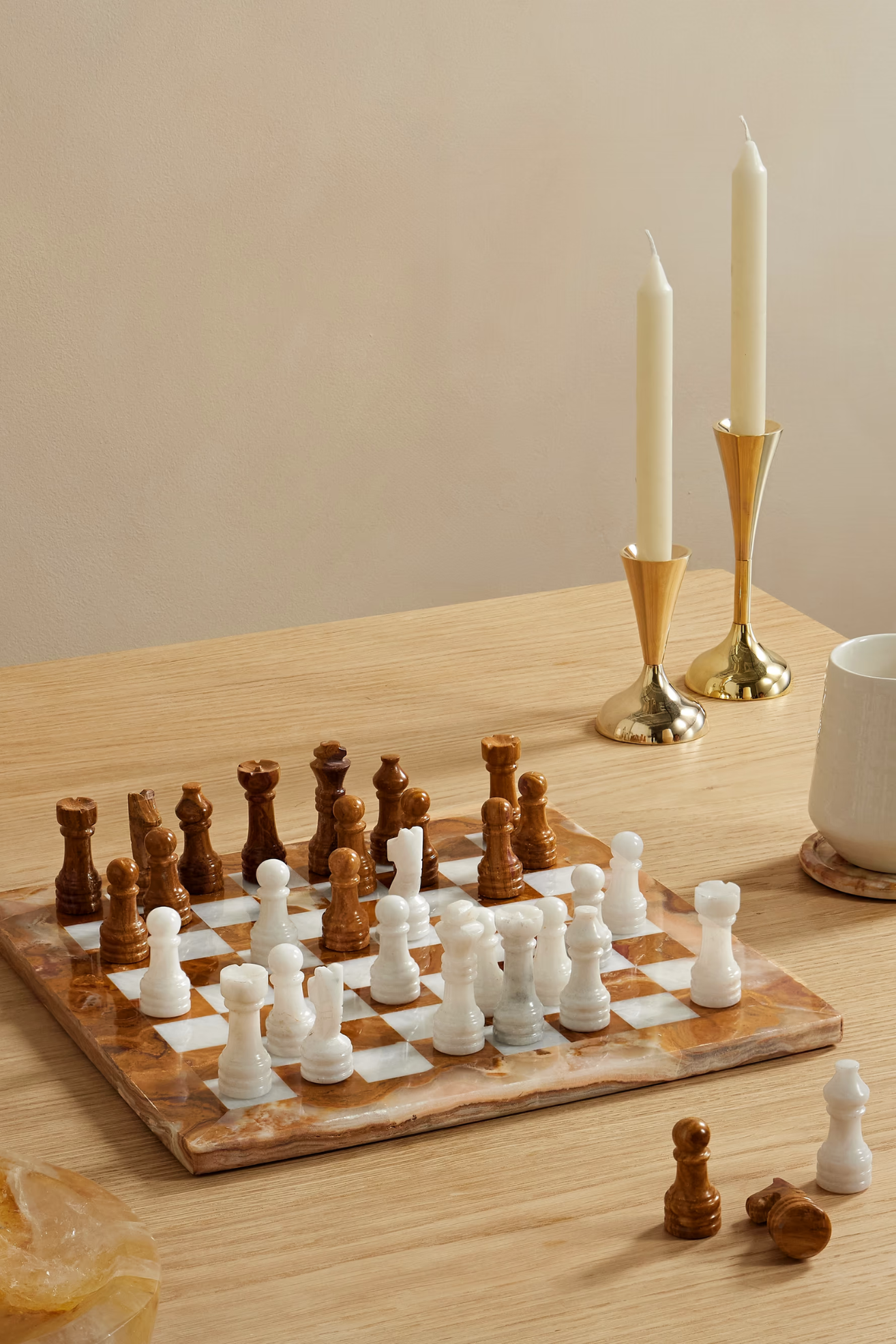 An onyx chess set