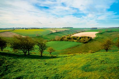 Looking over Water Dale and Thixen Dale from the Yorkshire Wolds Way National Trail.