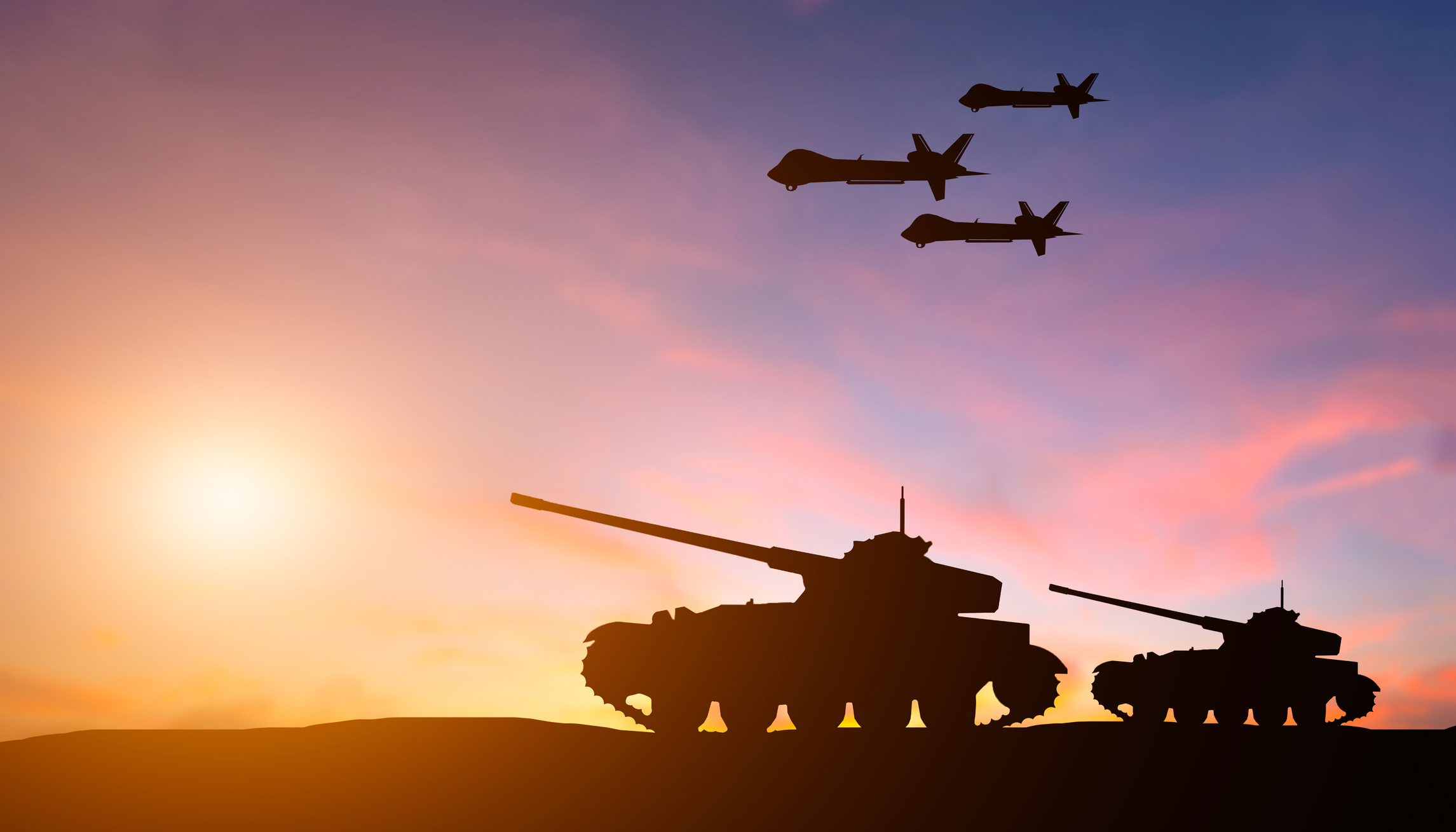 Theme of geopolitical tension, defense strategy, and international security. Technology drone war.