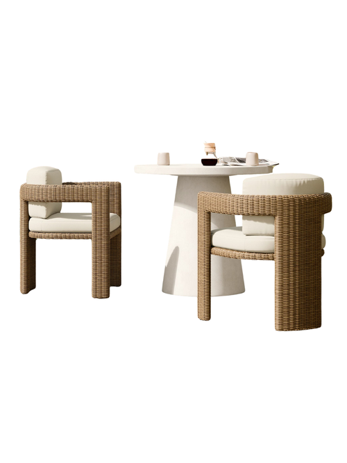 Concrete Outdoor Dining Table & Westport Barrel Dining Chairs Set