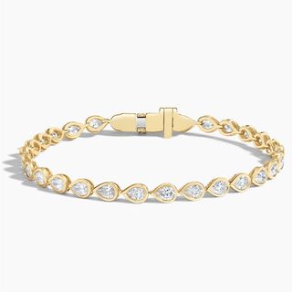 14k Yellow Gold Pear Lab Diamond Bezel Tennis Bracelet (2 3/4 Ct. Tw.)