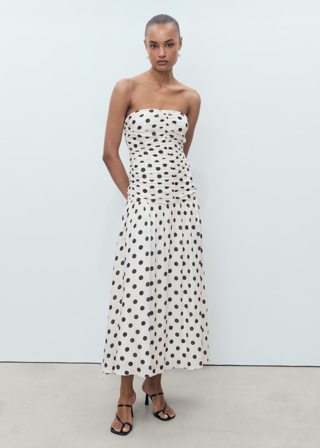 MANGO, Polka-Dot Dress With Draped Body 