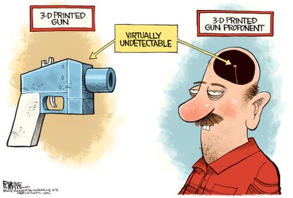 Political cartoon U.S. 3-D printed gun NRA arms