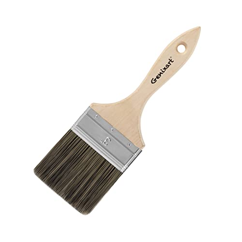 Double Thick Chip Paint Brush, 3 Inch / 75mm Stain Brushes for Painting Walls and Fence Staining, Wooden Handle Masonry Paintbrush for Varnish, Paste, Gesso and Limewash