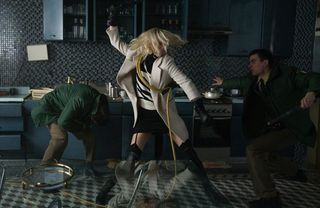Atomic Blonde fight scene featuring Charlize Theron's Lorraine Broughton