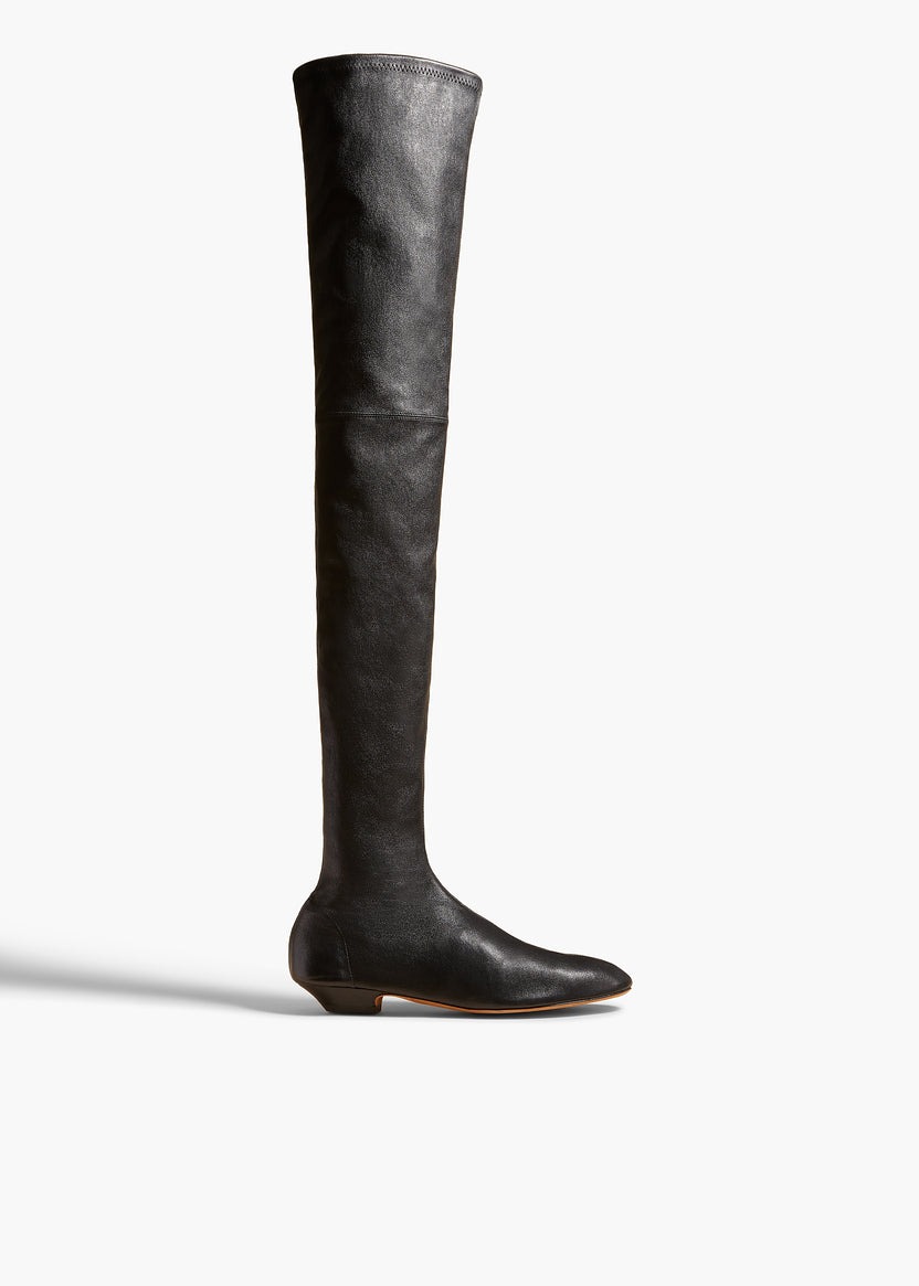 Khaite, Apollo Over-The-Knee Flat Boot in Black Leather