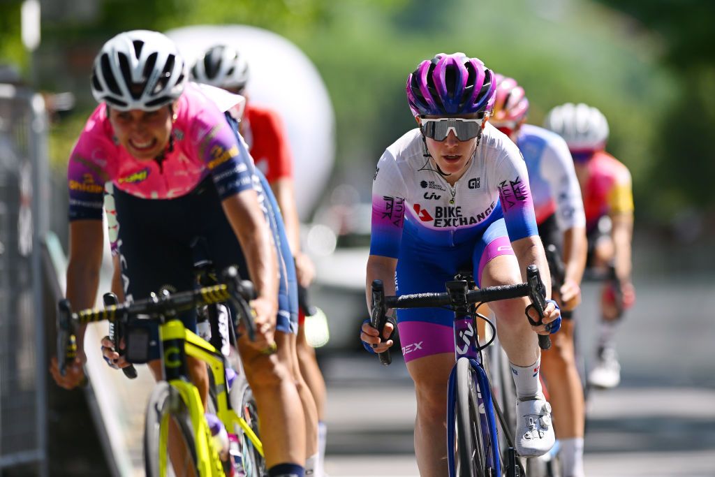 CESENA ITALY JULY 04 Amanda Spratt of Australia and Team BikeExchange Jayco crosses the finishing line during the 33rd Giro dItalia Donne 2022 Stage 4 a 1209km stage from Cesena Torinese to Cesena Torinese GiroDonne UCIWWT on July 04 2022 in Cesena Italy Photo by Dario BelingheriGetty Images