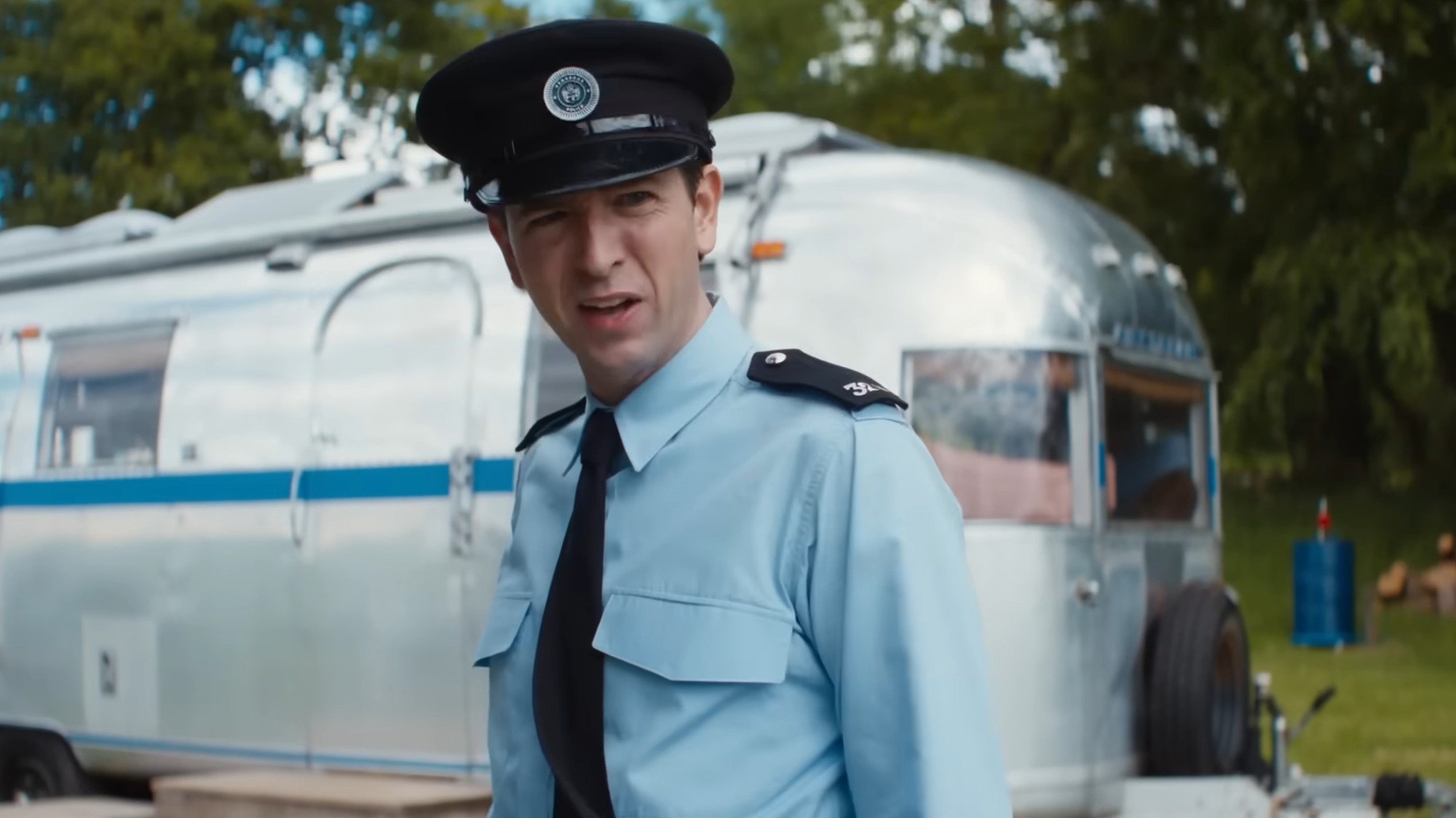 Nicholas Braun looking confused in The Sheep Detectives.