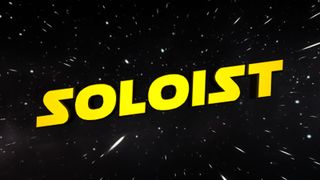 A shot of font in the style of the Star Wars logo titled Soloist