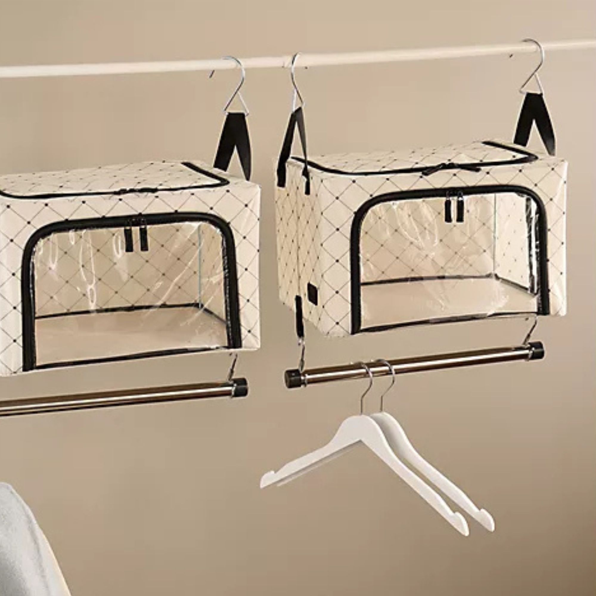 Periea Set of 2 Hanging Boxes With Attachable Rail