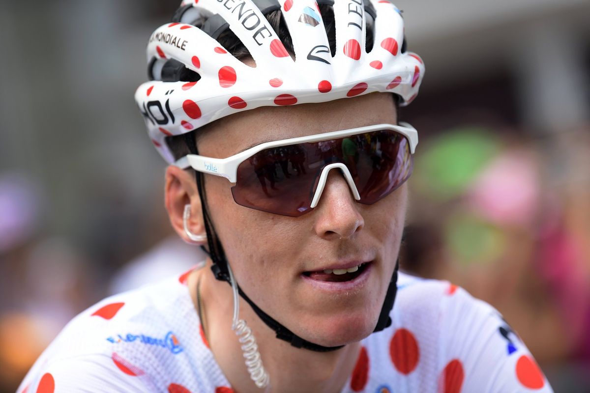 Romain Bardet (AG2R La Mondiale) in the mountains classification leader's jersey