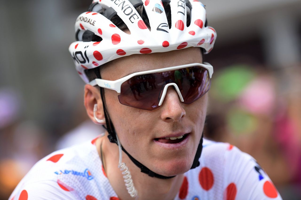 Romain Bardet (AG2R La Mondiale) in the mountains classification leader's jersey