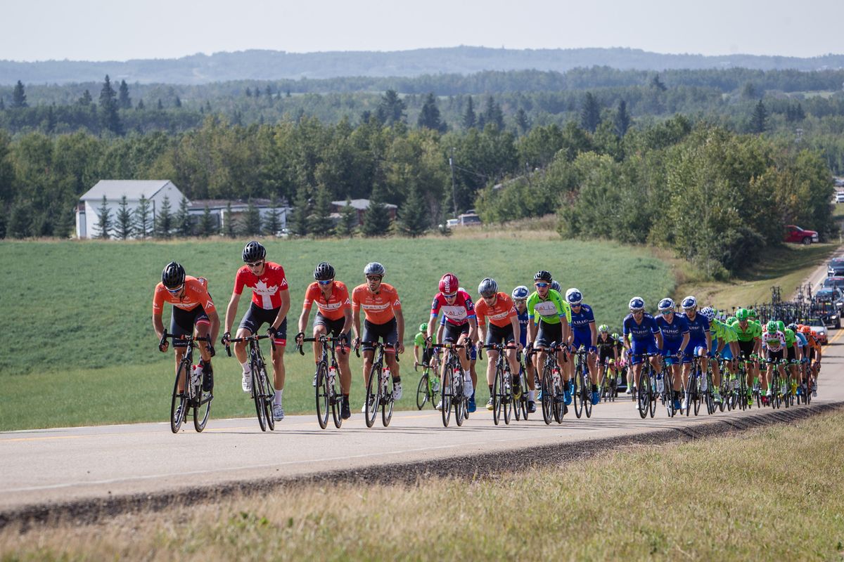 Rally Cycling at the head of affairs during stage 2 at the Tour of Alberta
