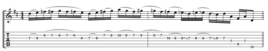 Example 3 - Using slides: This is a snaking line so you could trip up if you're not careful. Watch out for the slides; Marty uses them to shift his hand position.