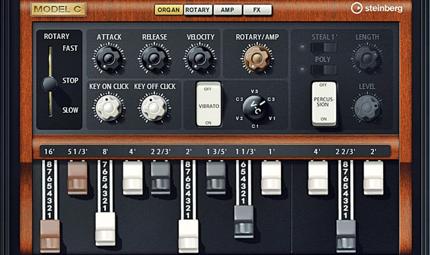 Model C can be used to call up a swell of sampled tonewheel goodness. Organ grinders rejoice!