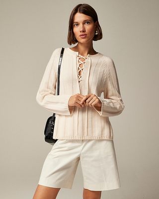 Collection Cashmere Lace-Up Beach Sweater