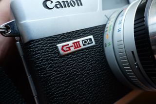 Close up of a label on a camera