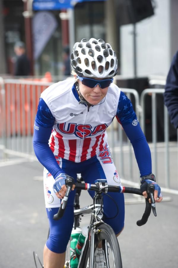 Shelley Olds checks out the course